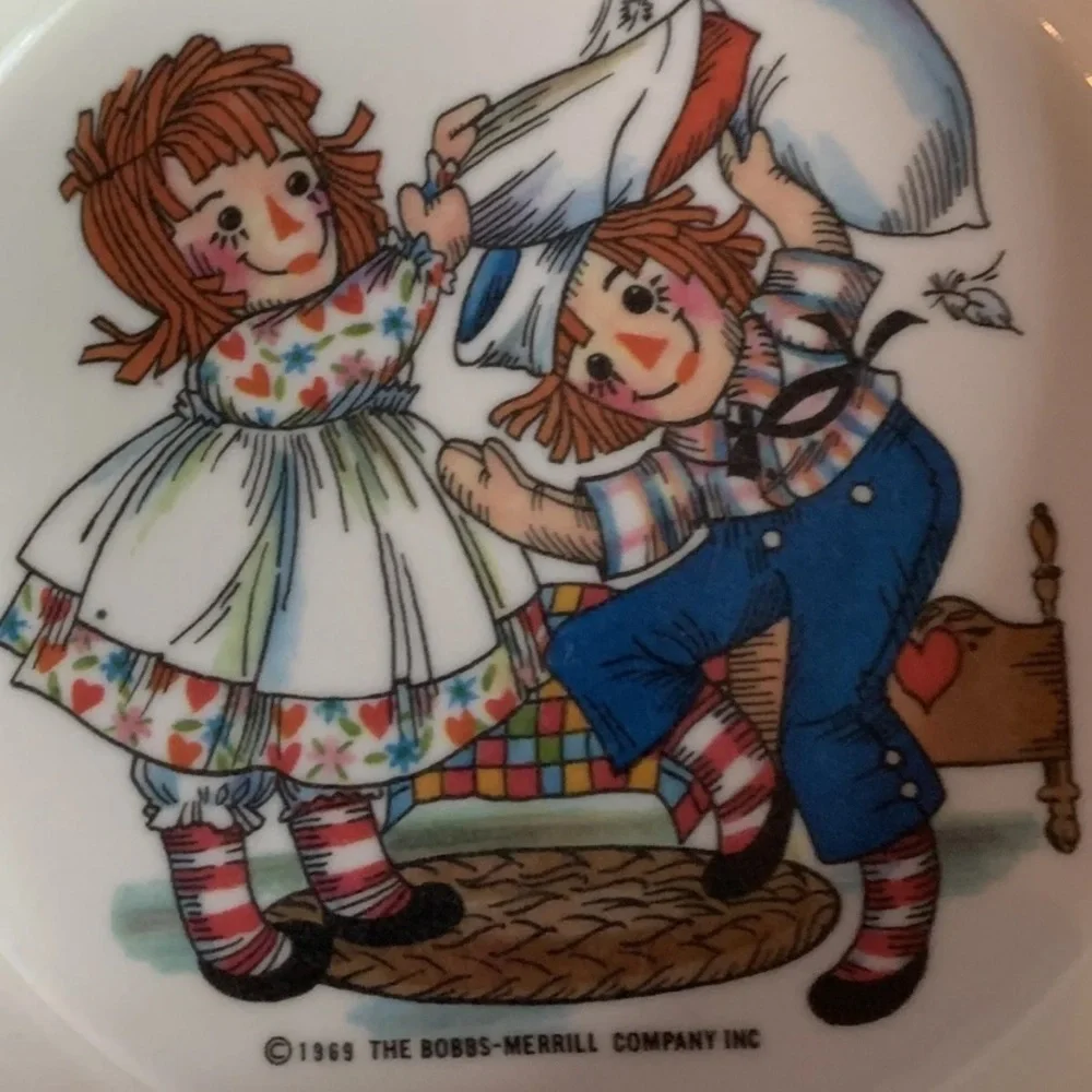Vintage 1969 Oneida Deluxe Raggedy Ann And Andy Melamine Childs Bowls
